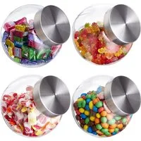 relaxdays Vorratsglas Bonbongläser 4er Set 1,5 L, Glas