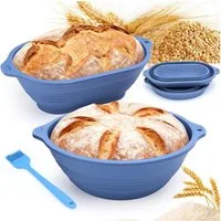 FELIXLEO Silikonform Brot Gärkorb Set Oval 29cm Rund 23cm Mit Ölpinsel Faltbar Stabil., (2-tlg)