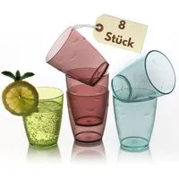 GarPet Becher Trinkgläser Set 8er Wassergläser Set Spülmaschinenfest Kunststoff Glas
