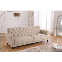 riess-ambiente 3-Sitzer MAISON BELLE AFFAIRE 220cm champagner beige - Samt, Schlaffunktion, Einzelartikel 1 Teile, Federung & verstellbarer Rückenlehne – ideal für Wohn- & Gästezimmer