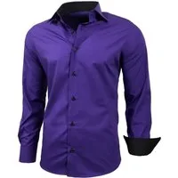 Baxboy Langarmhemd Kentkragen Businesshemd Slim Fit Hemd mit farblich abgesetzten B-444
