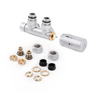 Terma Set Thermostat Verbundeckventill 50 mm CYLINDER GZ 1/2"-Ø16x2, Ø15 links, WRZT5G1-ST, Silber WRZT5G1-ST