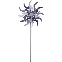 finehomegarden Windrad Windspiel Metall Stecker Doppelt Gartendeko Windmühle, Gartenstecker flieder/lila Ø39x15cm H157cm Garten Deko / Paket