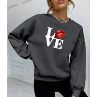 RMK Rundhalspullover Damen Winter Pullover Oversize Love Pulli Hoodie Loose Fit mit Baumwolle Liebe