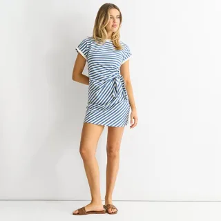 Blaues Stretch-Streifen-Minikleid