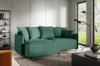 Ecksofa Schlafsofa BETTO Stoff Now or Never Grün Ottomane Links