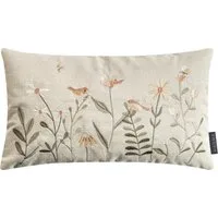 Magma Heimtex Kissenhülle Zierkissenhülle Lotta ca. 30 x 50 cm, (1 Stück), Vorderseite bestickt Gräsern Blumen Insekten - Rückseite pastellgrün