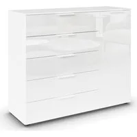 rauch Schubkastenkommode Kommode Türkommode Sideboard Kombikommode FLIPP mit Glasfront (Breite 120 cm mit 2 Einlegeböden), 1-türig mit 5 Schubladen und Soft-Close-Funktion sowie Glasfront