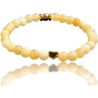 Steinfixx® Perlenarmband Elegantes Topas Perlen Armband mit vergoldeten Elementen (Perle und Herzchen, 1-tlg., AAA-Qualität), incl. Geschenkbox