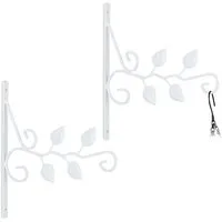 relaxdays Wandhaken Blumenampelhalterung 2er Set Blattmotiv