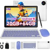 Happybe 10’’ HD Android 15, 20(3+17)GB RAM, 64GB, WiFi6 mit Tastatur und Stift Tablet (10", 64 GB, Android, WiFi6, Großbs Display Tablet mit Stift, Tastatur und Maus, Widevine L1)