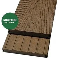 Woodstore24 Terrassendielen WoodoMalta WPC Massivdiele in Holzoptik für den Garten mit Clipsystem, (Bodenbelag Komplettset mit Unterkonstruktion, Clip-Befestigung, 2,4m L x 14,6cm B x 1,8cm Stärke, in grau, anthrazit & braun), Holzoptik, Klicksystem,