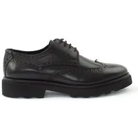 Celal Gültekin Brogue Schnürschuhe Blockabsatz Glattleder Perforierung Casual Herren Schnürschuh Glattleder, Brogue-Perforierung, Plateau-EVA-Sohle, Schwarz, 42