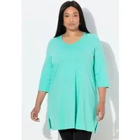 Ulla Popken Longshirt Longshirt A-Linie V-Ausschnitt 3/4-Arm