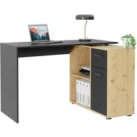 FMD Eckschreibtisch AUGSBURG, Schreibtisch/ Sideboard m. Stauraum, beids. montierb., 117 oder 148 cm