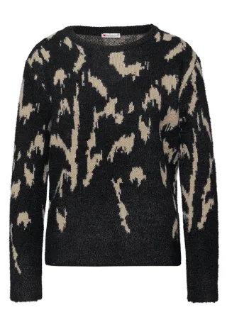 Street One - Softer Jacquard Pullover anthra grey - Gr. - 42