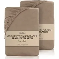 NatureMark Spannbettlaken gebürstete Mikrofaser Spannbettlaken 2er-Pack, Polyester, Gummizug: rundum, (2 Stück), viele Größen / Farben Markenware 90x200cm, 2er-Pack, Sand