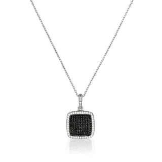 Orphelia Damen-Kette aus 925er Sterlingsilber mit Anhänger, Silber/Schwarz, ZH-4879