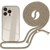 EAZY CASE Handykette Hülle mit Kette für Apple iPhone 16 Pro 6,3 Zoll, Ketten Hülle Schultergurt Schutz Hülle Tasche mit Band Bunt Clip Gold
