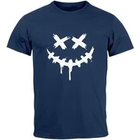Neverless Print-Shirt Herren T-Shirt Bedruckt Techwear Fashion Streetstyle Smiling Face mit Print