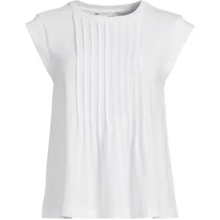 Kurzärmeliges Biesenshirt aus Baumwolle/Modal-Mix, Damen,  Weiß, Baumwolle Modal, by Lands' End