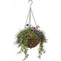 LB H&F Lilienburg Blumenampel Blumenampel Pflanzampel Hanging Basket Pflanzkorb Blumenkorb (Pflanzkorb zum Hängen Pflanzenampel Gartendeko Hängekorb Metall Landhaus Pflanztopf Hänger Hängeampel vintage Shabby Blumentopf Balkon Terrasse Hängepflanzen 