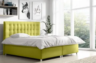 Boxspringbett Schlafzimmerbett ENZO Polyesterstoff Birnengelb 180x200cm