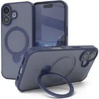 EAZY CASE Handyhülle Outdoor iPhone 16 Case MagSafe Rotation Ring 6,1 Zoll, Outdoor Handy Hülle Etui Schutzhülle Slim mit Kameraschutz Blau