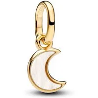 Pandora Charm-Einhänger Me Mini-Charm-Anhänger Mondsichel Weiß 14K Vergoldet 764614C01