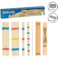 Idena Spiel Idena 6060012 - Strategiespiel Mikado mit praktischer Holzbox, Bambus-