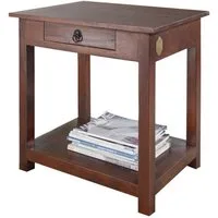 Massivmoebel24 Beistelltisch OXFORD (Massivholz, Massivholztisch), Beistelltisch Akazie 61x45x60 nougat lackiert OXFORD #438