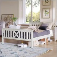 Merax Massivholzbett aus Kiefer, Doppelbett 140x200cm, Jugendbett, Holzbett mit Lattenrost