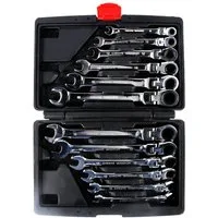 JEOBEST Ratschenringschlüssel Flexibles Gelenk-Ratschenschlüssel-Set, (12-Tlg.,8-19 mm, Metrisch) 72 Zähne Schraubenschlüssel Set