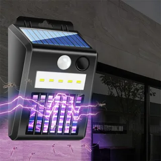 2-in-1 Solar Mosquito And Motion Sensor LED Light Outdoor Induction Wall Lamp Electric Insect Fly For Backyard Patio Cam