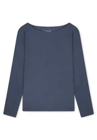 SCHIESSER - Shirt langarm U-Boot-Ausschnit blaugrau - Gr. - 38
