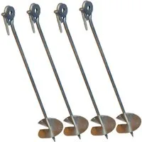 Loggyland Bodenanker Bodenanker zum Eindrehen ins Erdreich, Eindrehanker, zum Eindrehen, (4-St., Set incl. Belagscheibe und Befestigungsschraube für Holz), Schaukelanker, Eindrehanker, aus verzinktem Stahl