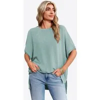 Imily Bela T-Shirt Damen Oversized Fledermausärmel Top Gerippt Loose (Packung, 1-tlg., 1per-Pack) Halbarm Stricken in Unifarbe
