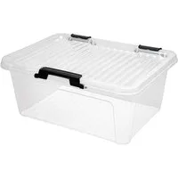 BURI Aufbewahrungsbox Scharnierboxen 11L 40x30x17cm Transparent Deckel Aufbewahrung