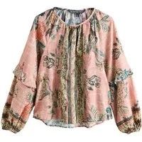 Next Langarmbluse Bluse mit Knopfleiste und Volumenärmeln (1-tlg)
