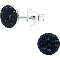 ALEXANDER YORK Paar Ohrstecker Geo KRISTALL rund schwarz, 2-tlg. (Ohrstecker), 925 Sterling Silber