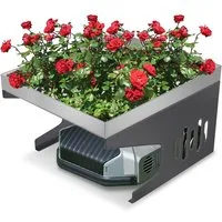 FIVMEN Mähroboter-Garage Metall Schutzüberdachung für Rasenroboter mit Pflanzkaste Überdachung, UV-Schutz Carport für Mähroboter Rasenmäher, 70x60x43cm