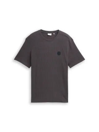 Tom Tailor - T-Shirt mit Waffelstruktur grey orange waffle inject - Gr. - XXXL