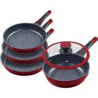 KING Pfannen-Set Moonscape, Aluminiumguss (Set, 5-tlg., je 1 Pfanne Ø 20/24/28/24 cm, H: 4,5/5/5,5/7,5 cm, - 1/1,9/2,5/2,8 l), abnehmbarer Griff, MOONSCAPE-Beschichtung, Induktion