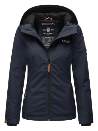 Marikoo Damen Übergangsjacke leichte wind- und wasserabweisende Jacke mit Kapuze Navy