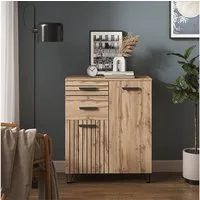 Vicco Kommode Amber, Eiche/Schwarz, 80 x 100 cm (1 St)