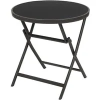 BRUBAKER Gartentisch Beistelltisch oder Esstisch - Milano (1-St), Metall Glastisch rund klappbar - 70 cm Ø - Wetterfest - Anthrazit Grau