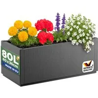 Casaria Blumenkasten Ethica, 80L Pflanzkübel für Draussen Terrasse 80x36x36cm Groß Eckig Anthrazit