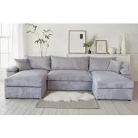OTTO home Wohnlandschaft Cosy U-Form, B: 309 cm, Sitzaufbau im Sandwich-Federkern, 2 Zierkissen, Mega-Sofa, Cord oder Struktur weich, Kaltschaumauflage