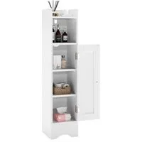 COSTWAY Badkommode, Badezimmerschrank schmal mit verstellbaren Ablagen, weiß