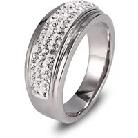 Vivance Fingerring Glamour Crystal Ring aus Edelstahl mit weißen Steinen besetzt